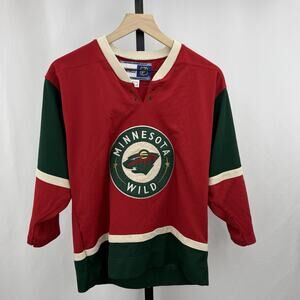 Minnesota Wild Youth Hockey Jersey L/XL CCM NHL Red Green Logo